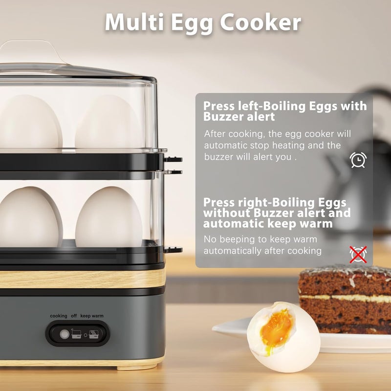 evoloop Rapid Egg Cooker Electric 12 Eggs Capacity, Soft, Medium, Hard Boiled, Poached, Omelet Maker Egg Poacher & Vegetable Steamer, BPA Free Tray(Grey) - Image 3